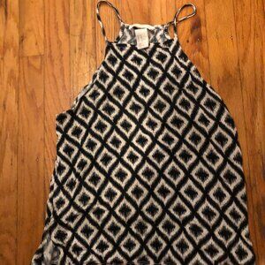 Black & White Geometric Racerback High Neck Tank Top